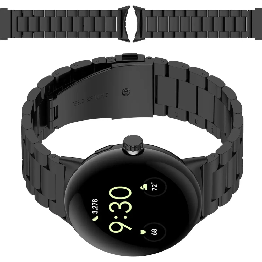 Pasek ze stali nierdzewnej Bizon Strap Watch Aura do Google Pixel Watch 3 45 mm czarny