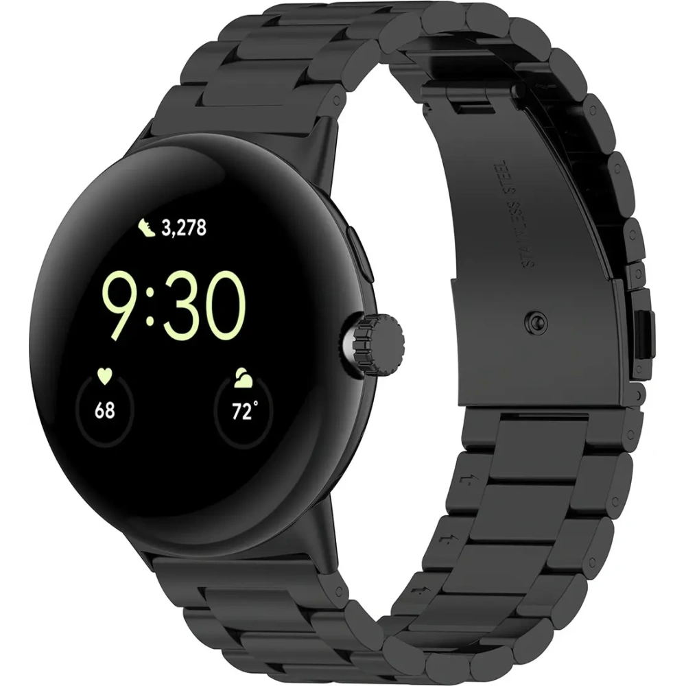 Pasek ze stali nierdzewnej Bizon Strap Watch Aura do Google Pixel Watch 3 45 mm czarny