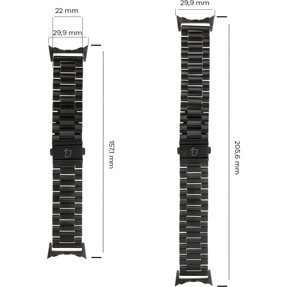 Pasek ze stali nierdzewnej Bizon Strap Watch Aura do Google Pixel Watch 3 45 mm czarny