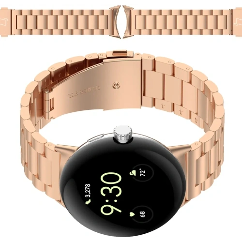 Kup Pásek z nerezové oceli Bizon Strap Watch Aura do Google Pixel Watch 3 45 mm růžovo-zlatý - BIZ8091 - {ean13} - Sklep Home Screen