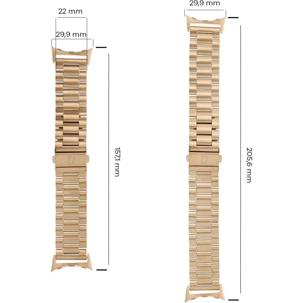 Pasek ze stali nierdzewnej Bizon Strap Watch Aura do Google Pixel Watch 3 45 mm różowozłoty