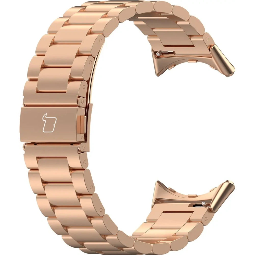 Pasek ze stali nierdzewnej Bizon Strap Watch Aura do Google Pixel Watch 3 45 mm różowozłoty