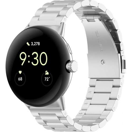 Kup Pasek ze stali nierdzewnej Bizon Strap Watch Aura do Google Pixel Watch 3 45 mm stříbrný - BIZ8092 - {ean13} - Sklep Home Screen