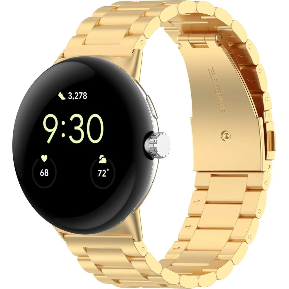 Pasek ze stali nierdzewnej Bizon Strap Watch Aura do Google Pixel Watch 3 45 mm złoty