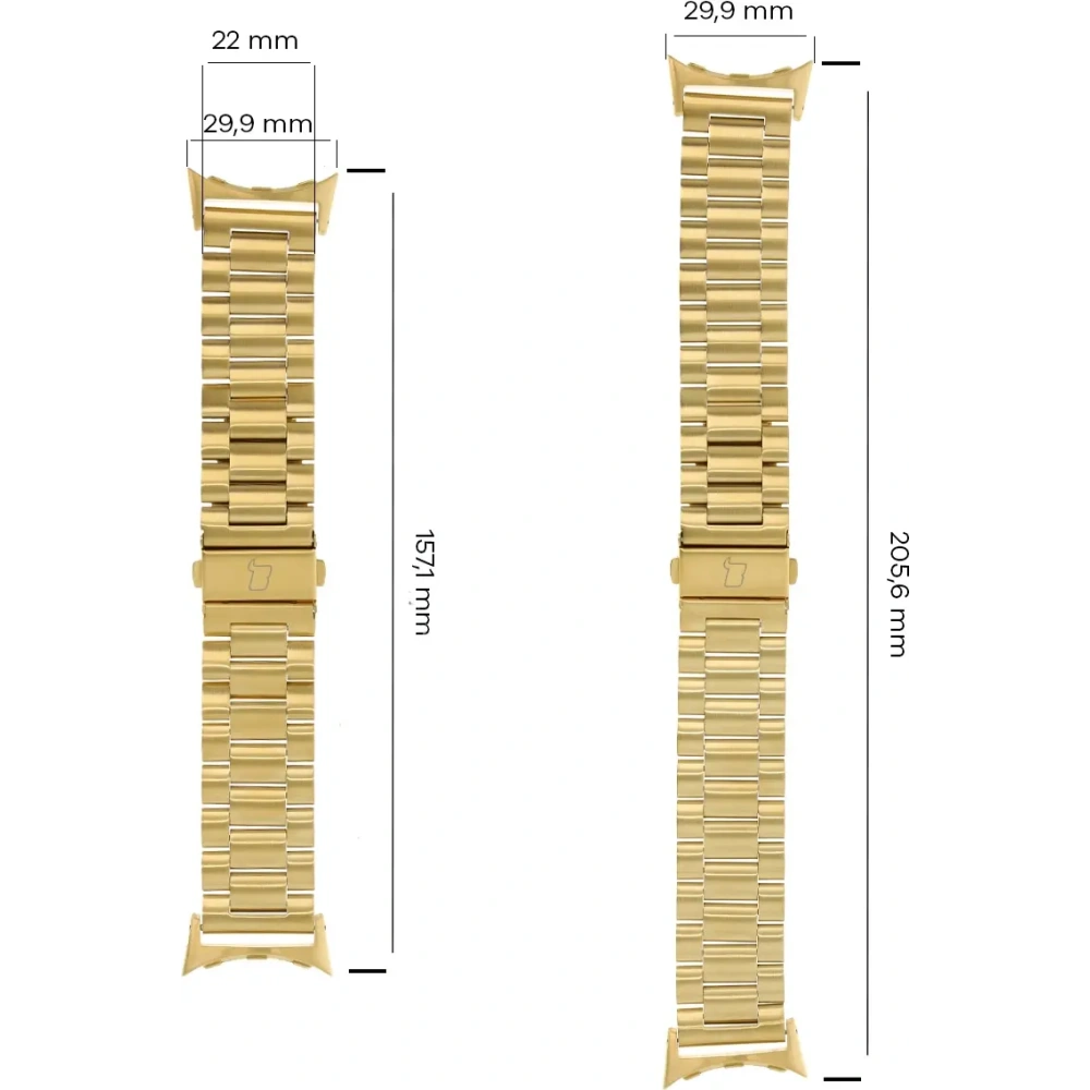 Pasek ze stali nierdzewnej Bizon Strap Watch Aura do Google Pixel Watch 3 45 mm złoty