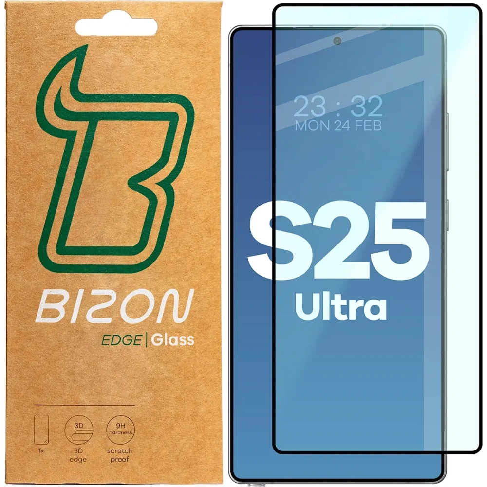 Szkło hartowane Bizon Glass Edge 2 do Samsung Galaxy S25 Ultra czarna ramka