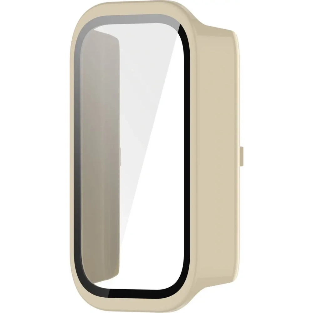 Etui ze szkłem do zegarka Bizon Case+Glass Watch do Xiaomi Smart Band 9 Active / Redmi Smart Band 3 beżowe