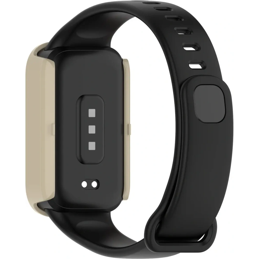 Etui ze szkłem do zegarka Bizon Case+Glass Watch do Xiaomi Smart Band 9 Active / Redmi Smart Band 3 beżowe