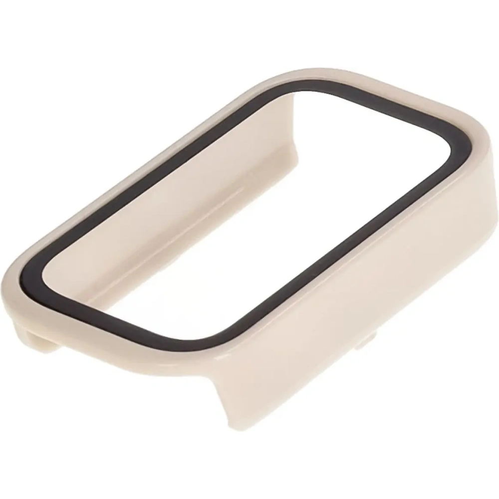 Etui ze szkłem do zegarka Bizon Case+Glass Watch do Xiaomi Smart Band 9 Active / Redmi Smart Band 3 beżowe