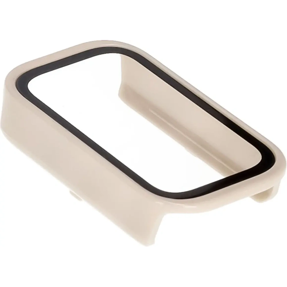 Etui ze szkłem do zegarka Bizon Case+Glass Watch do Xiaomi Smart Band 9 Active / Redmi Smart Band 3 beżowe