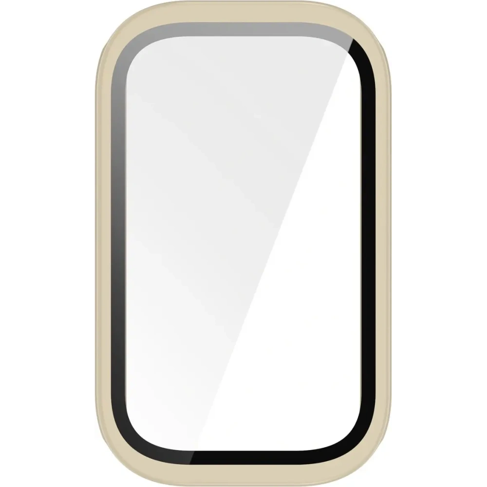 Etui ze szkłem do zegarka Bizon Case+Glass Watch do Xiaomi Smart Band 9 Active / Redmi Smart Band 3 beżowe