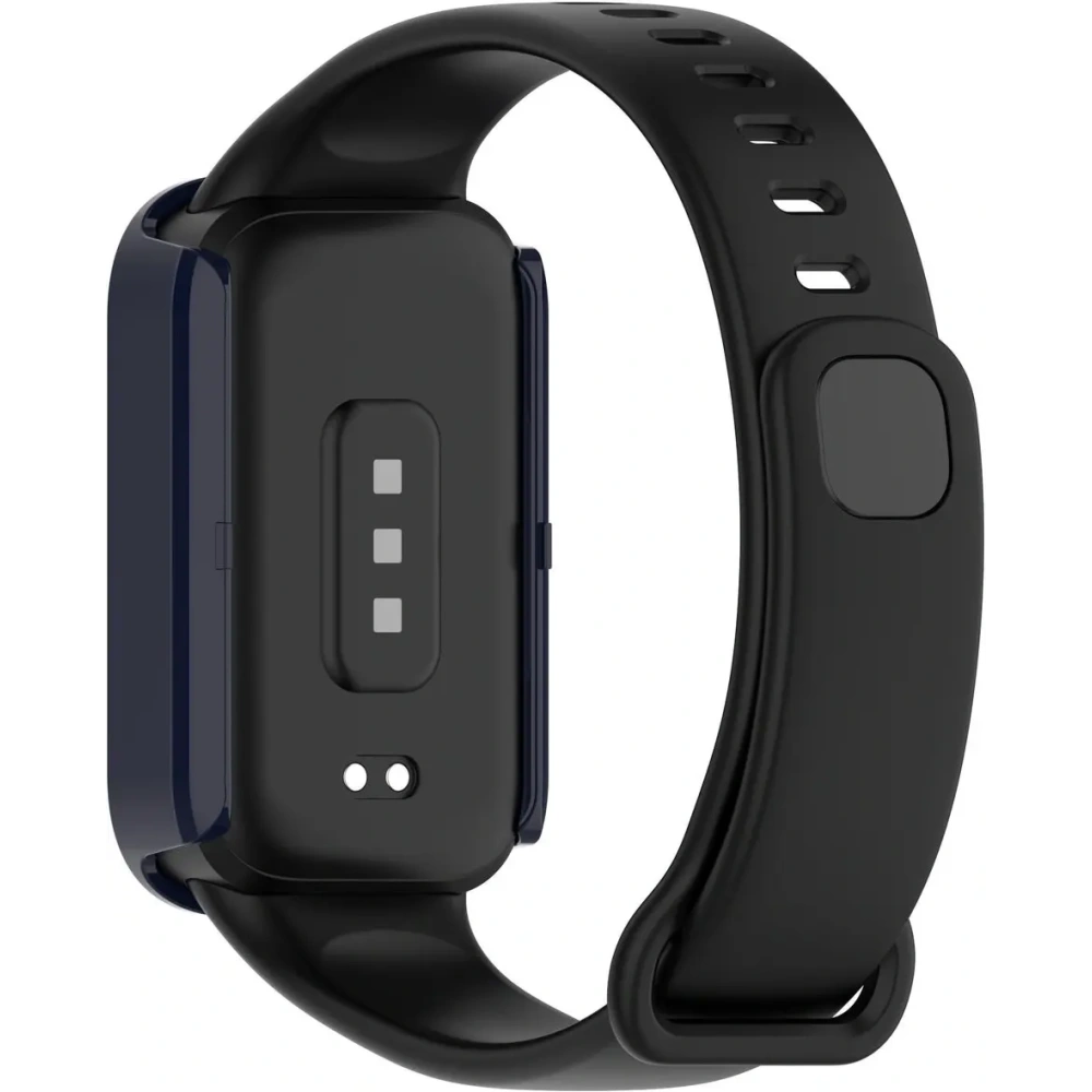 Etui ze szkłem do zegarka Bizon Case+Glass Watch do Xiaomi Smart Band 9 Active / Redmi Smart Band 3 niebieskie