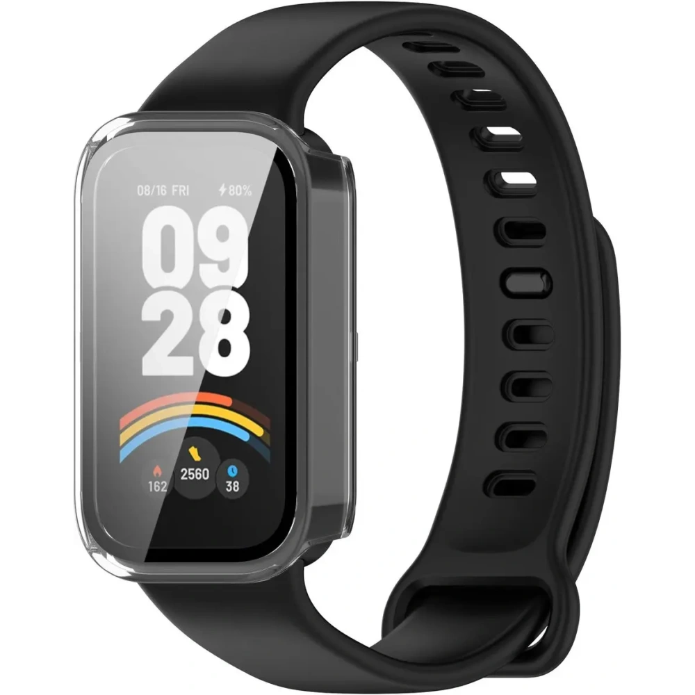 Etui ze szkłem do zegarka Bizon Case+Glass Watch do Xiaomi Smart Band 9 Active / Redmi Smart Band 3 przezroczyste