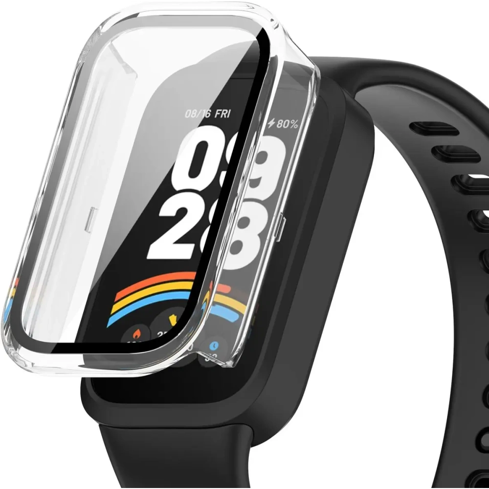 Etui ze szkłem do zegarka Bizon Case+Glass Watch do Xiaomi Smart Band 9 Active / Redmi Smart Band 3 przezroczyste