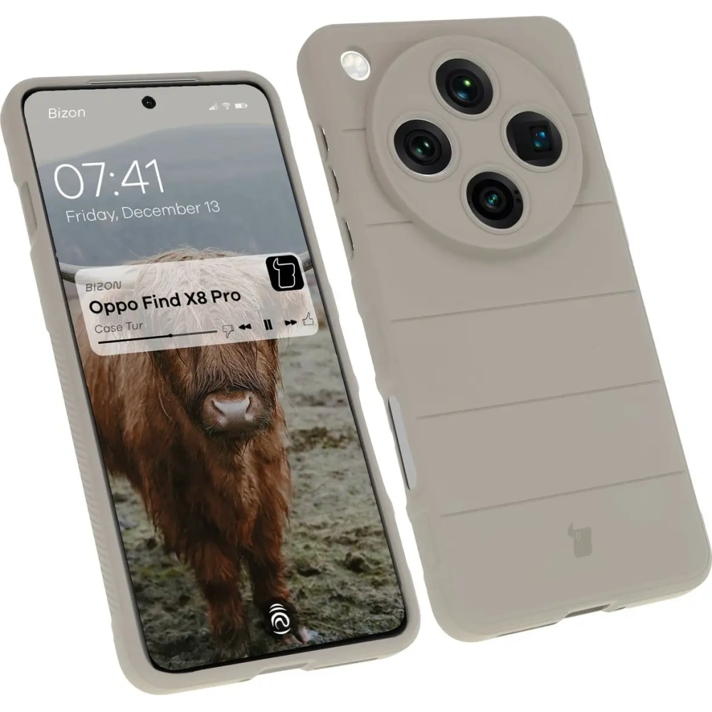 Pancerne etui Bizon Case Tur do Oppo Find X8 Pro jasnoszare