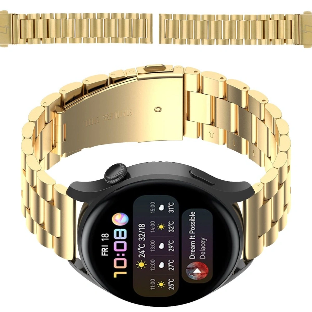 Pasek ze stali nierdzewnej Bizon Strap Watch Aura do Smartwatcha 18 mm złoty