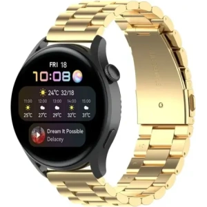 Pasek ze stali nierdzewnej Bizon Strap Watch Aura do Smartwatcha 18 mm złoty