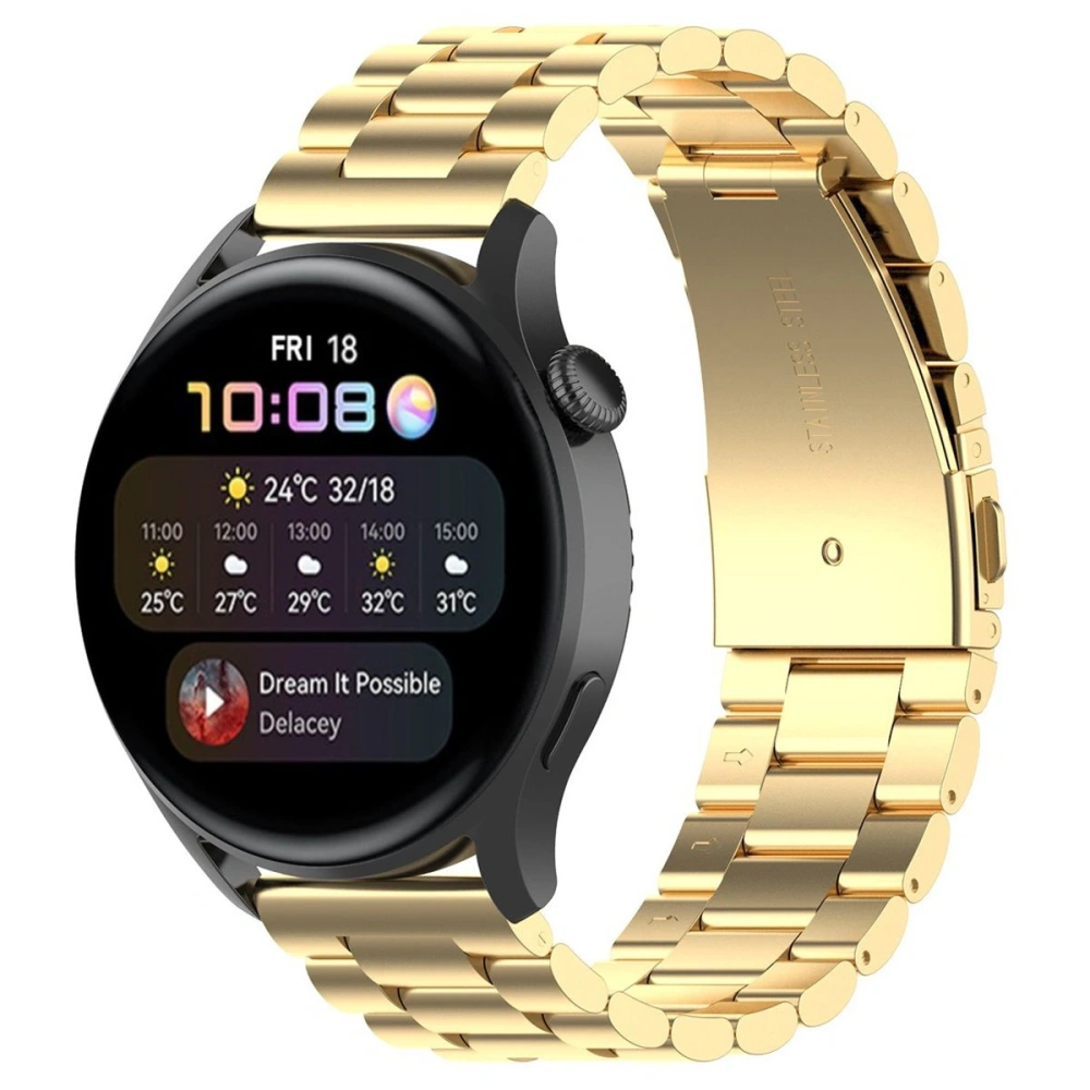 Pasek ze stali nierdzewnej Bizon Strap Watch Aura do Smartwatcha 18 mm złoty