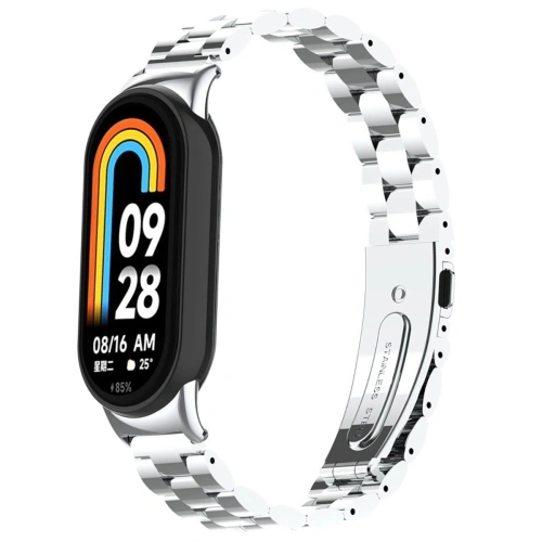 Kup Pasek ze stali nierdzewnej Bizon Strap Watch Aura do Xiaomi Smart Band 9 / 9 NFC / 8 srebrny - BIZ8114 - {ean13} - Sklep Home Screen