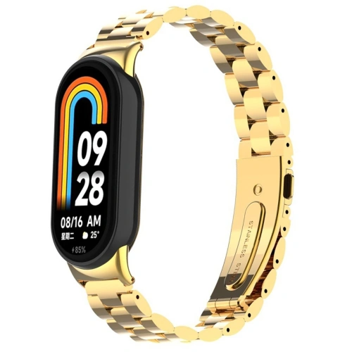 Kup Pasek ze stali nierdzewnej Bizon Strap Watch Aura do Xiaomi Smart Band 9 / 9 NFC / 8 złoty - BIZ8115 - {ean13} - Sklep Home Screen