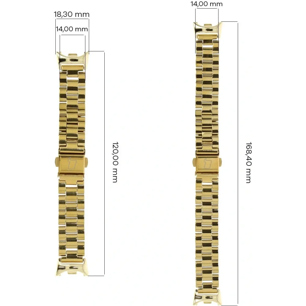 Pasek ze stali nierdzewnej Bizon Strap Watch Aura do Xiaomi Smart Band 9 / 9 NFC / 8 złoty