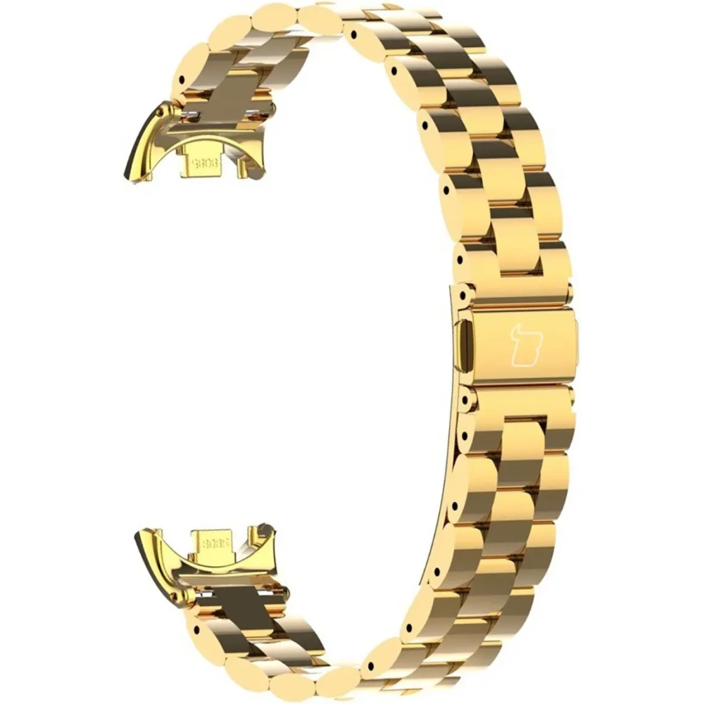 Pasek ze stali nierdzewnej Bizon Strap Watch Aura do Xiaomi Smart Band 9 / 9 NFC / 8 złoty
