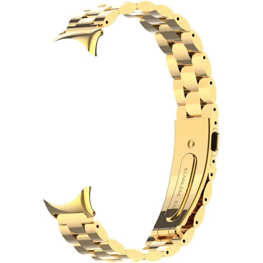 Pasek ze stali nierdzewnej Bizon Strap Watch Aura do Xiaomi Smart Band 9 / 9 NFC / 8 złoty