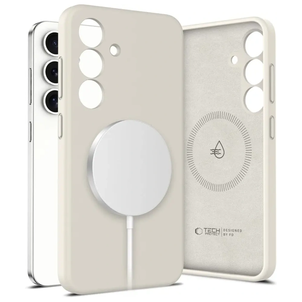 Etui Tech-Protect Liquid Silicone MagSafe Samsung Galaxy S25 Cosmic Latte
