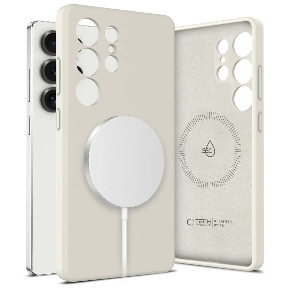 Etui Tech-Protect Liquid Silicone MagSafe Samsung Galaxy S25 Ultra Cosmic Latte