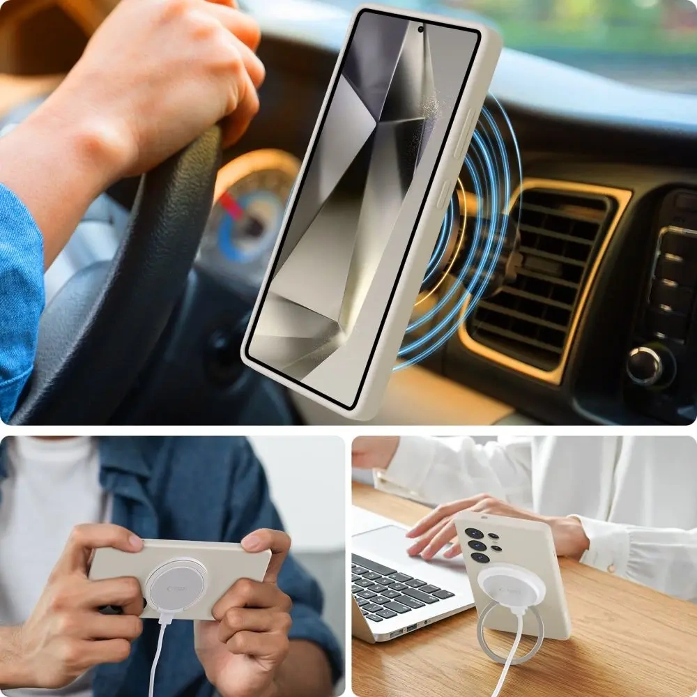 Etui Tech-Protect Liquid Silicone MagSafe Samsung Galaxy S25 Ultra Cosmic Latte