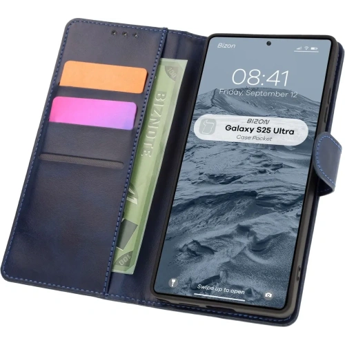 Kup Etui z klapką Bizon Case Pocket do Samsung Galaxy S25 Ultra granatowe - BIZ8123 - {ean13} - Sklep Home Screen