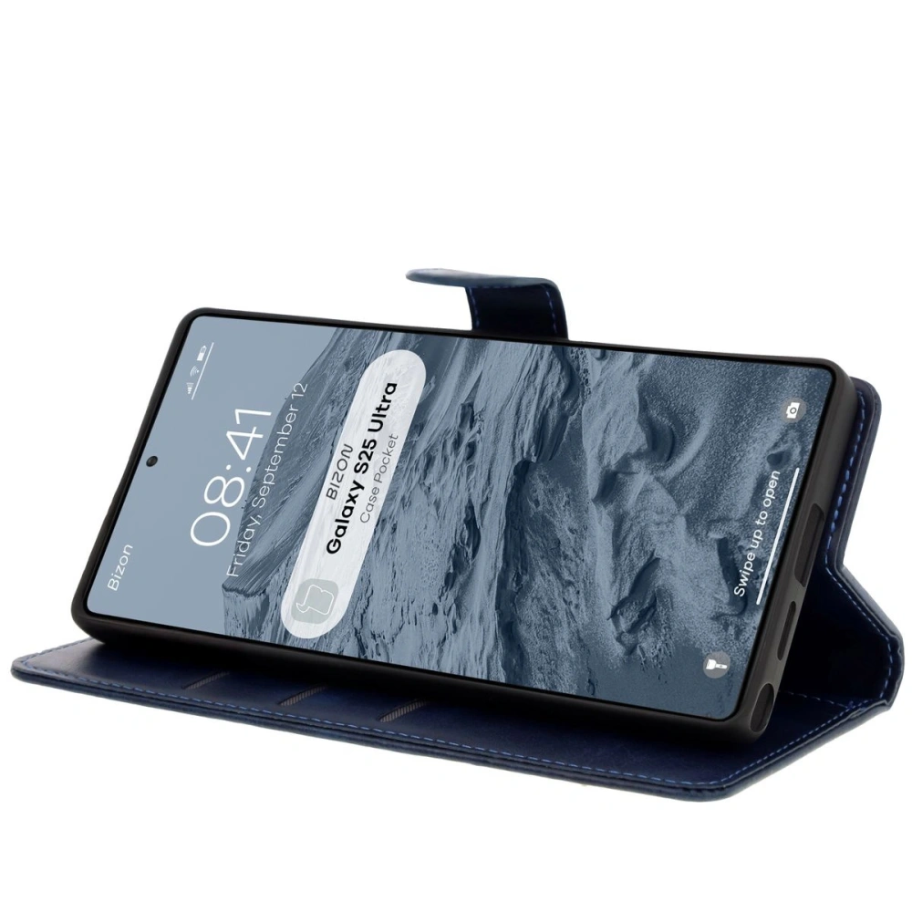 Etui z klapką Bizon Case Pocket do Samsung Galaxy S25 Ultra granatowe