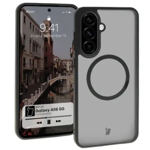 Kup Etui z pierścieniem magnetycznym Bizon Case MatteO do Samsung Galaxy A56 5G półprzezroczyste z czarną ramką - BIZ8124 - {ean13} - Sklep Home Screen