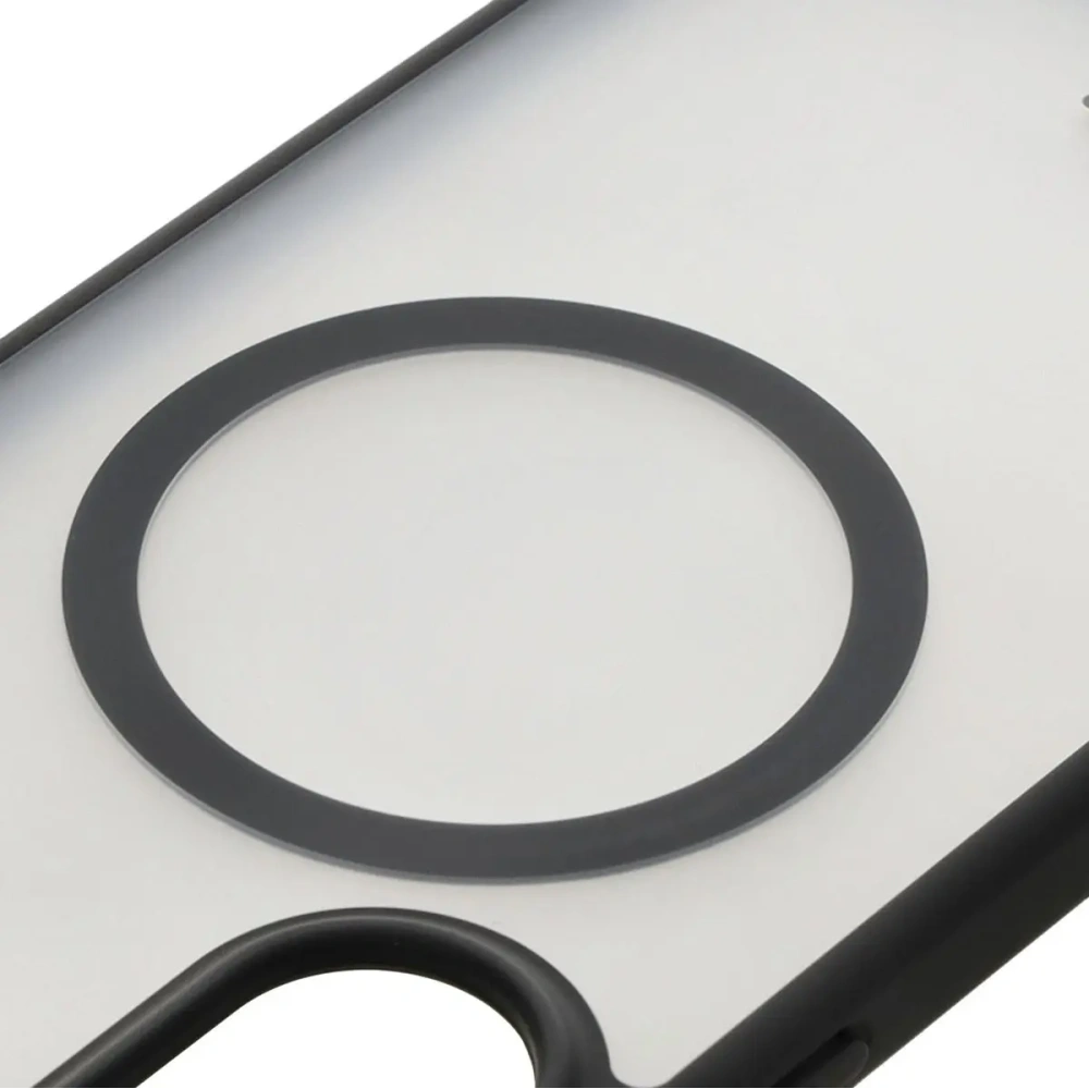 Etui z pierścieniem magnetycznym Bizon Case MatteO do Samsung Galaxy A56 5G półprzezroczyste z czarną ramką