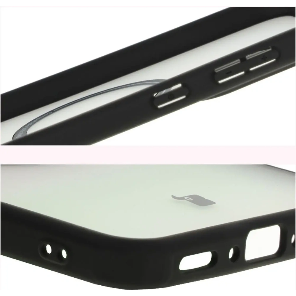 Etui z pierścieniem magnetycznym Bizon Case MatteO do Samsung Galaxy A56 5G półprzezroczyste z czarną ramką