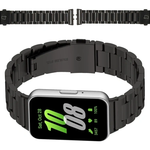 Kup Pasek ze stali nierdzewnej Bizon Strap Watch Aura do Samsung Galaxy Fit 3 czarny - BIZ8126 - {ean13} - Sklep Home Screen