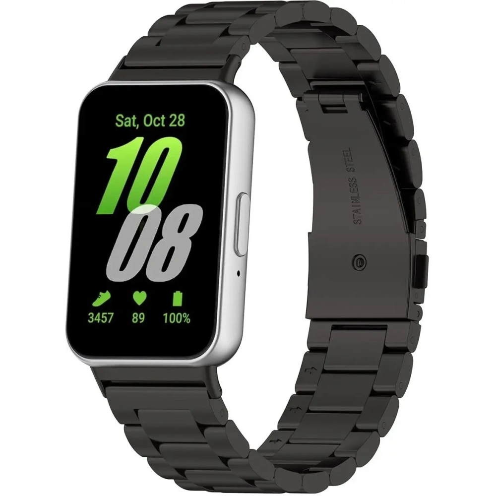 Pasek ze stali nierdzewnej Bizon Strap Watch Aura do Samsung Galaxy Fit 3 czarny