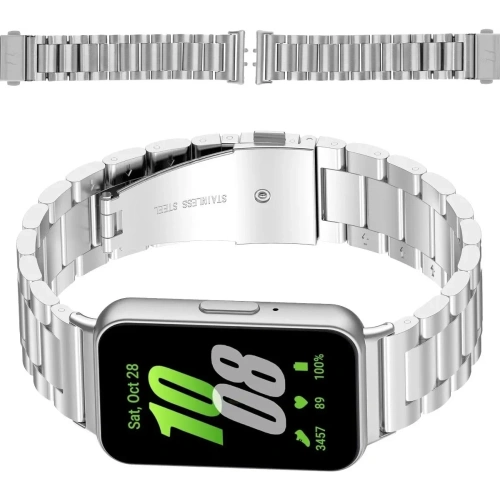 Kup Pasek ze stali nierdzewnej Bizon Strap Watch Aura do Samsung Galaxy Fit 3 srebrny - BIZ8127 - {ean13} - Sklep Home Screen