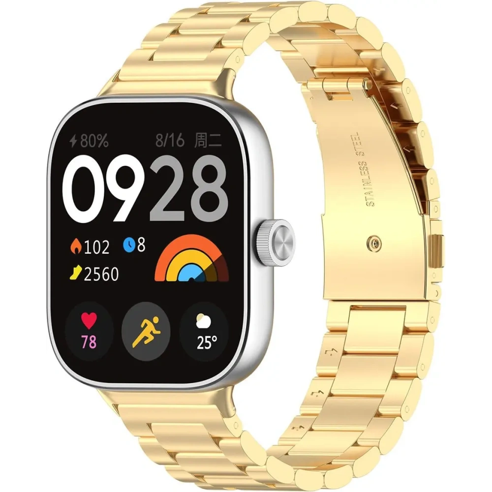 Pasek ze stali nierdzewnej Bizon Strap Watch Aura do Xiaomi Redmi Watch 4 / Smart Band 8 Pro / 9 Pro złoty