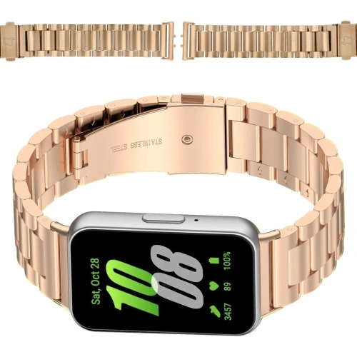 Kup Pasek ze stali nierdzewnej Bizon Strap Watch Aura do Samsung Galaxy Fit 3 różowozłoty - BIZ8132 - {ean13} - Sklep Home Screen
