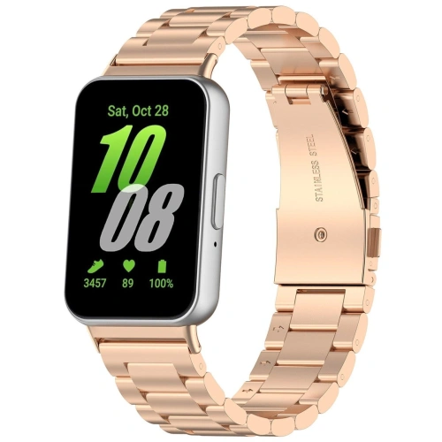 Kup Pasek ze stali nierdzewnej Bizon Strap Watch Aura do Samsung Galaxy Fit 3 różowozłoty - BIZ8132 - {ean13} - Sklep Home Screen