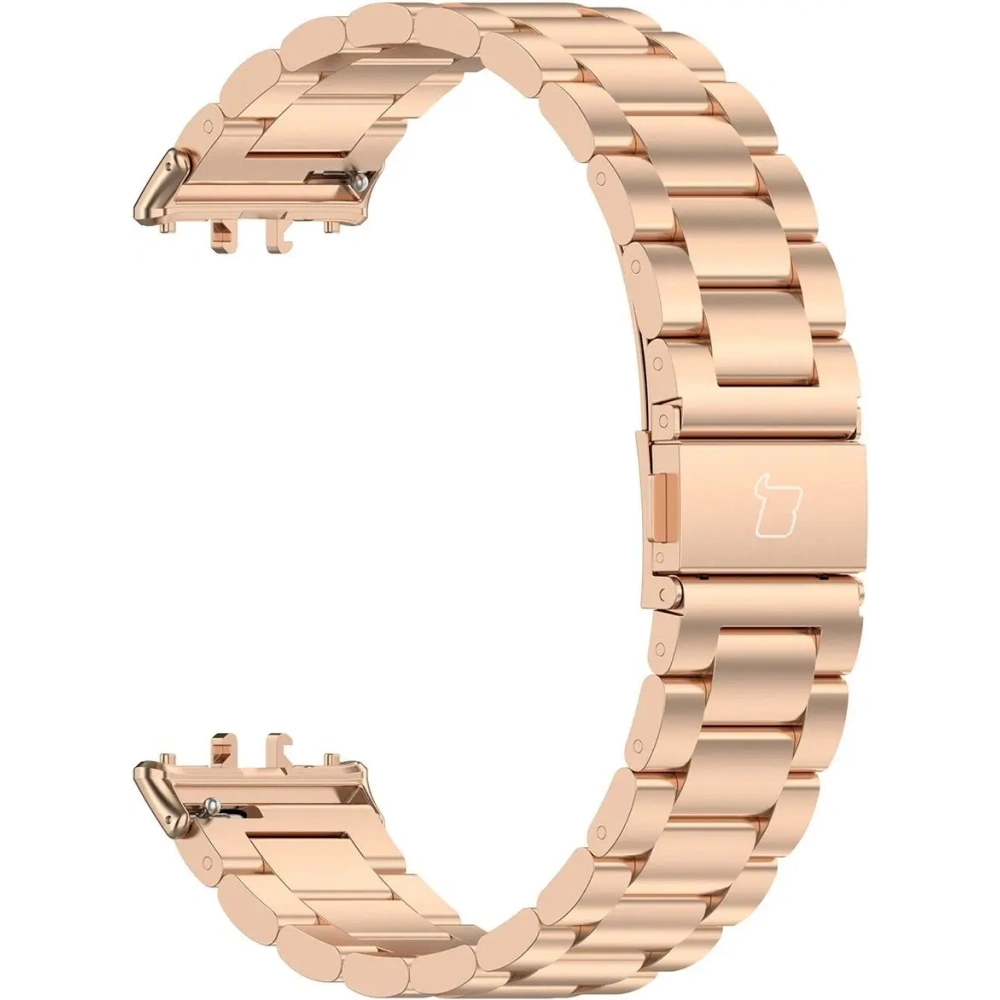 Pasek ze stali nierdzewnej Bizon Strap Watch Aura do Samsung Galaxy Fit 3 różowozłoty