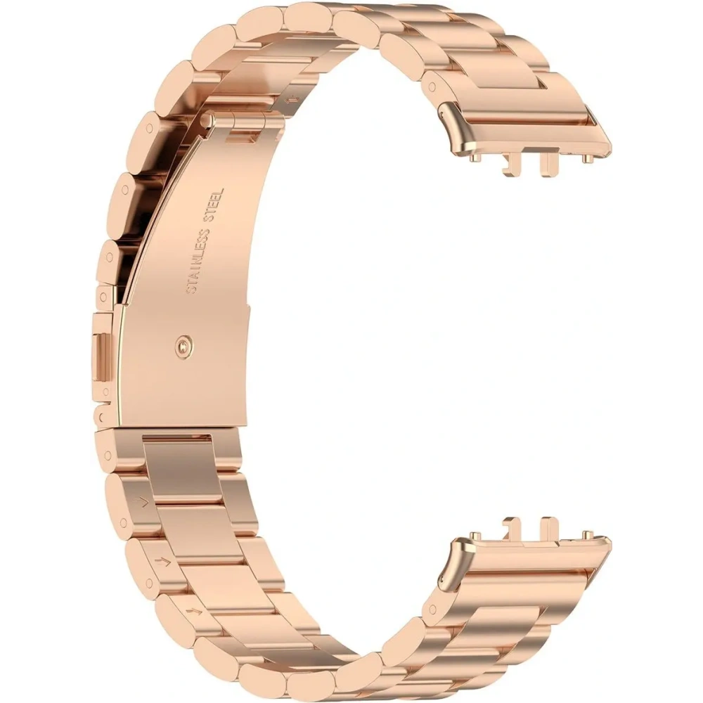 Pasek ze stali nierdzewnej Bizon Strap Watch Aura do Samsung Galaxy Fit 3 różowozłoty