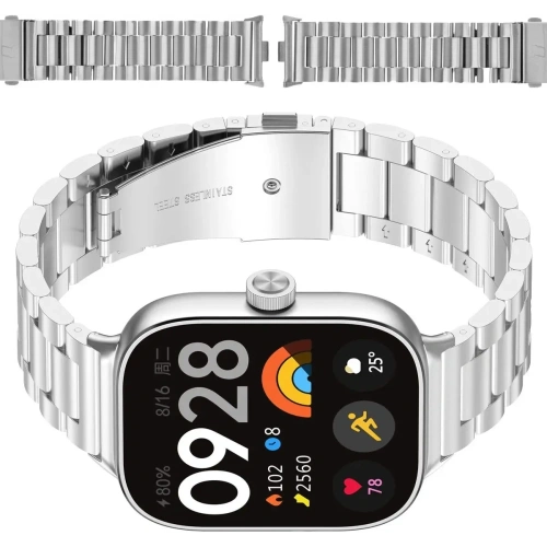 Kup Pasek ze stali nierdzewnej Bizon Strap Watch Aura do Xiaomi Redmi Watch 4 / Smart Band 8 Pro / 9 Pro srebrny - BIZ8135 - {ean13} - Sklep Home Screen