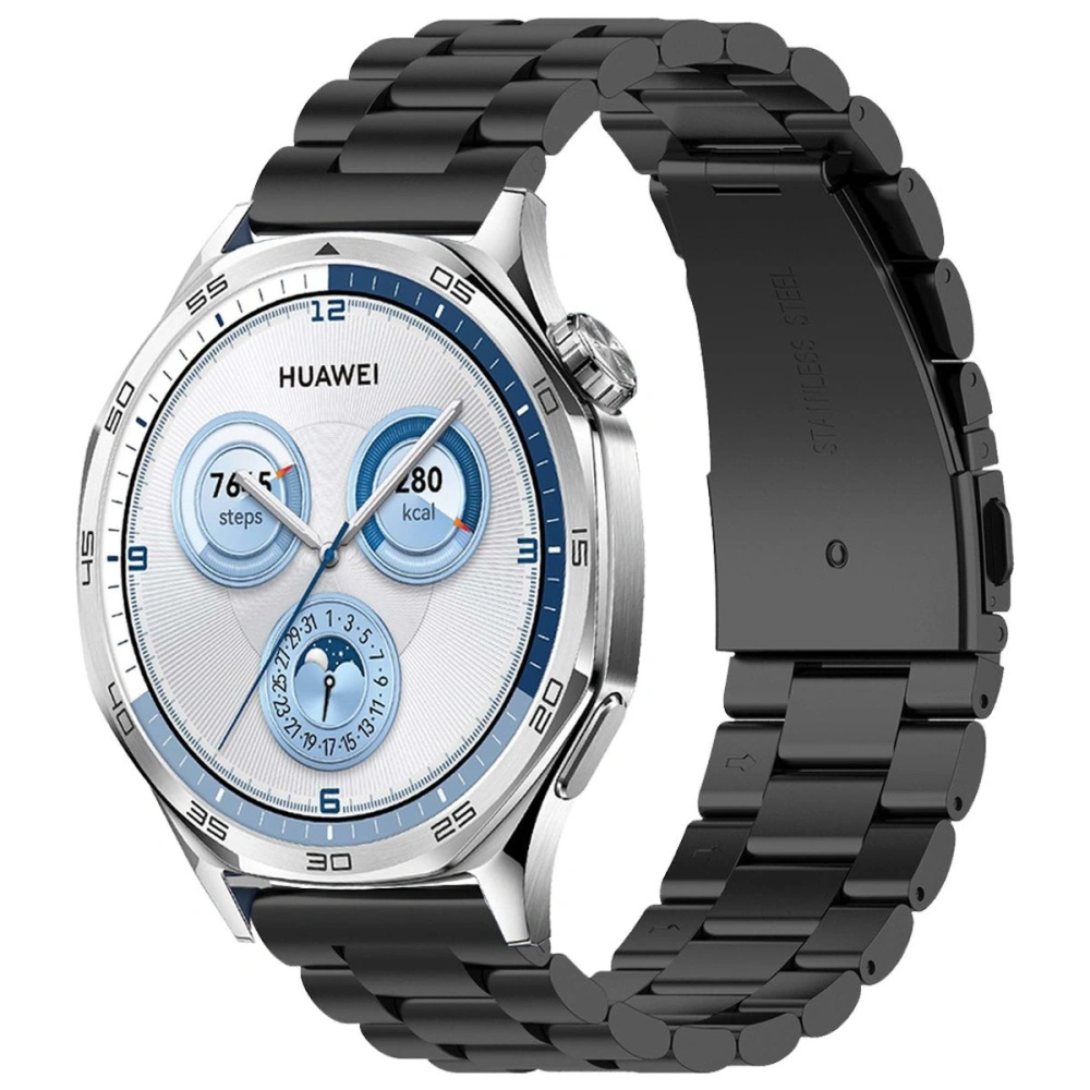 Pasek ze stali nierdzewnej Bizon Strap Watch Aura do Smartwatcha 22 mm czarny