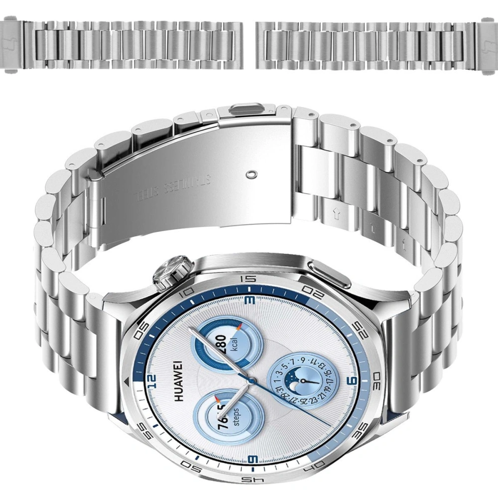 Pasek ze stali nierdzewnej Bizon Strap Watch Aura do Smartwatcha 22mm srebrny