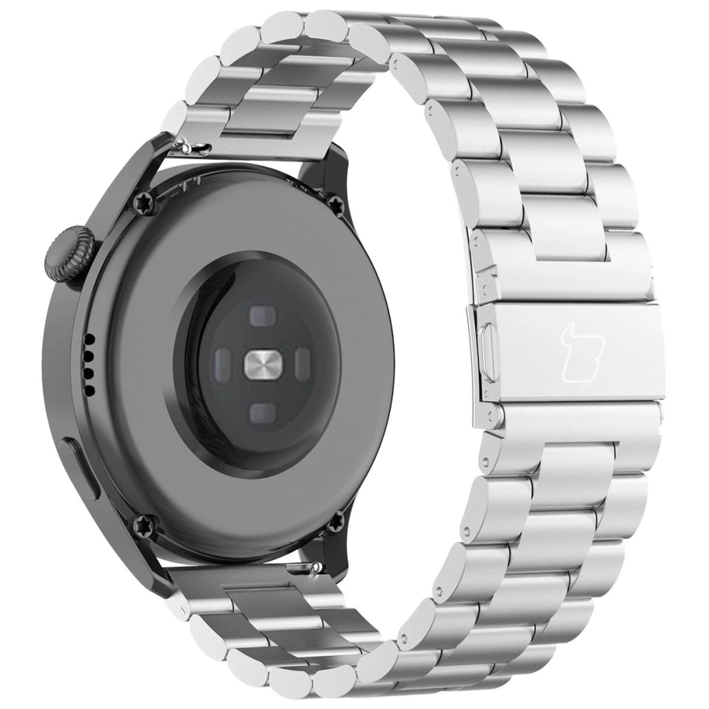 Pasek ze stali nierdzewnej Bizon Strap Watch Aura do Smartwatcha 22mm srebrny
