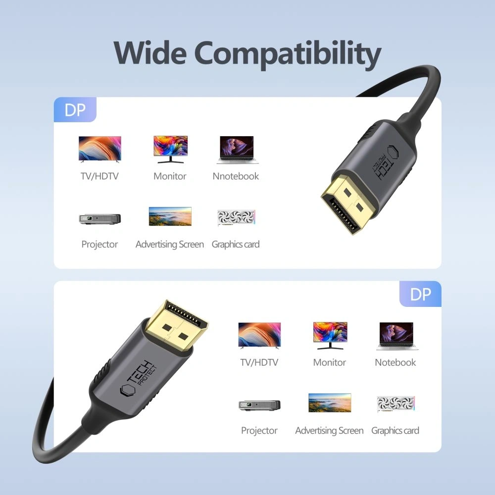 Kabel Tech-Protect Ultraboost Cable DisplayPort / DisplayPort 1.4 4K 60Hz 200cm Black