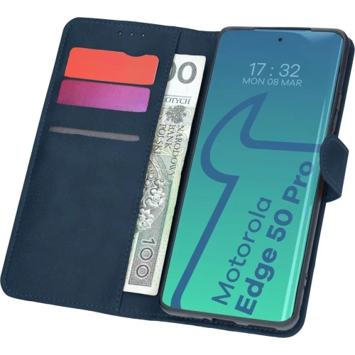 Kup Etui z klapką Bizon Case Pocket do Motorola Edge 50 Pro granatowe - BIZ8141 - {ean13} - Sklep Home Screen