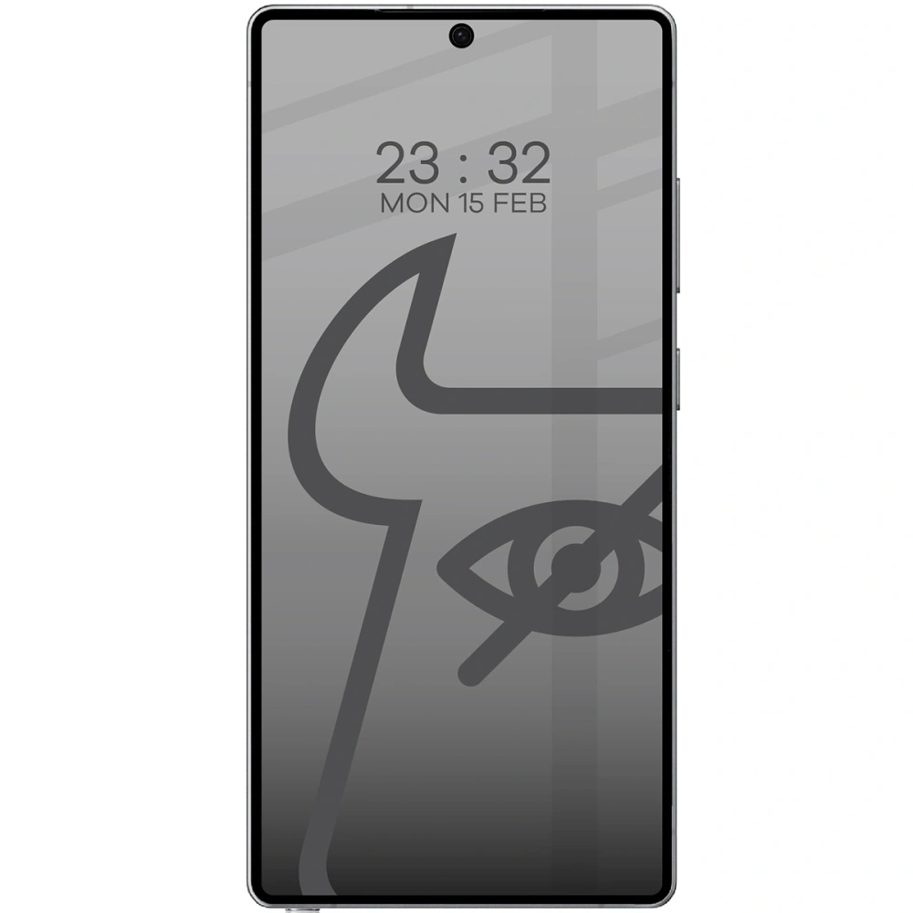 Prywatyzujące szkło hartowane Bizon Glass Edge Shadow do Samsung Galaxy S25 Ultra przyciemniane z czarną ramką